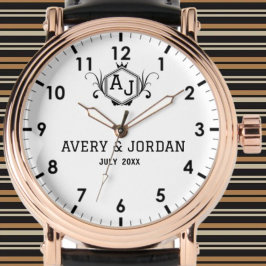 Simple monogram names initials married couple armbanduhr