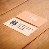 Simple Monogram Peach QR Code | Connect with Me Visitenkarte