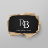 Simple Monogram QR Code Black | Connect with Me Visitenkarte