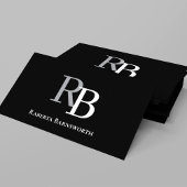 Simple Monogram QR Code Black | Connect with Me Visitenkarte