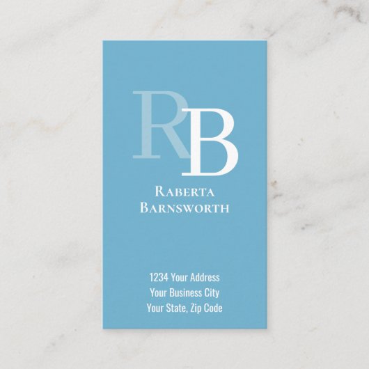 Simple Monogram QR Code Blue | Connect with Me Visitenkarte (Vorderseite)