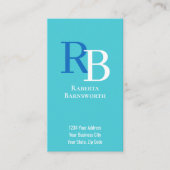 Simple Monogram QR Code Blue | Connect with Me Visitenkarte (Vorderseite)