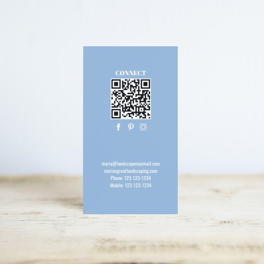 Simple Monogram QR Code Blue | Connect with Me Visitenkarte