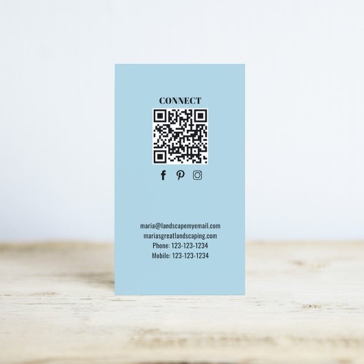 Simple Monogram QR Code Blue | Connect with Me Visitenkarte