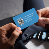 Simple Monogram QR Code Blue | Connect with Me Visitenkarte