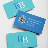 Simple Monogram QR Code Blue | Connect with Me Visitenkarte