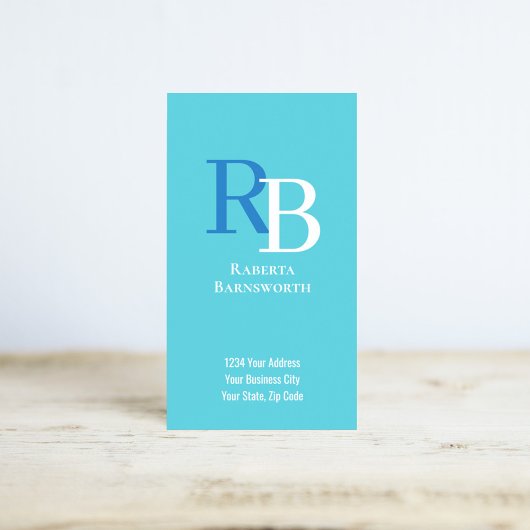 Simple Monogram QR Code Blue | Connect with Me Visitenkarte