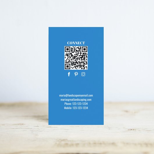 Simple Monogram QR Code Blue | Connect with Me Visitenkarte