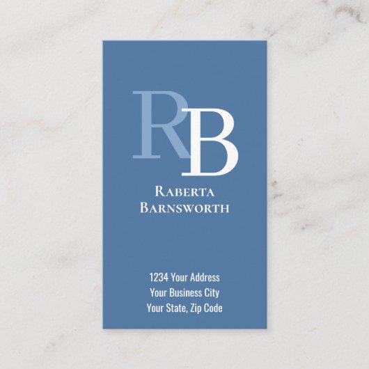 Simple Monogram QR Code Blue | Connect with Me Visitenkarte (Vorderseite)