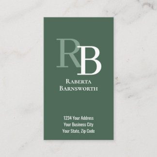 Simple Monogram QR Code Green | Connect with Me Visitenkarte