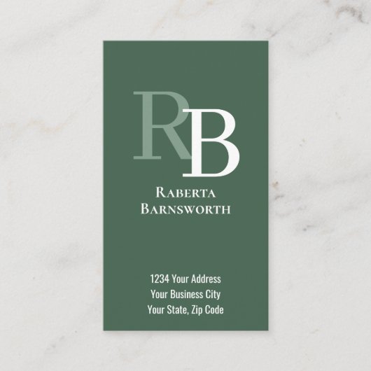 Simple Monogram QR Code Green | Connect with Me Visitenkarte (Vorderseite)