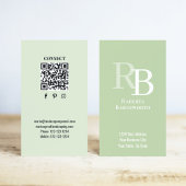 Simple Monogram QR Code Green | Connect with Me Visitenkarte