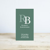 Simple Monogram QR Code Green | Connect with Me Visitenkarte