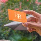 Simple Monogram QR Code Orange | Connect with Me Visitenkarte