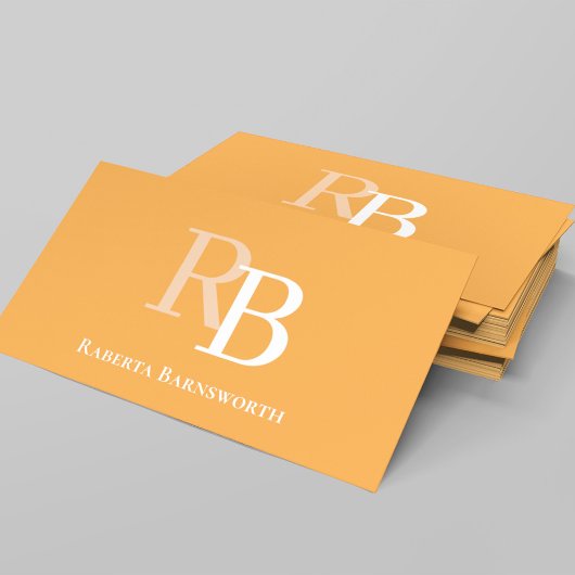 Simple Monogram QR Code Orange | Connect with Me Visitenkarte