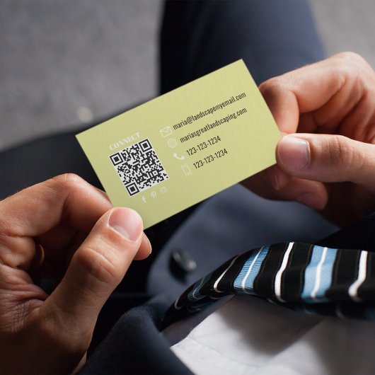 Simple Monogram QR Code Orange | Connect with Me Visitenkarte