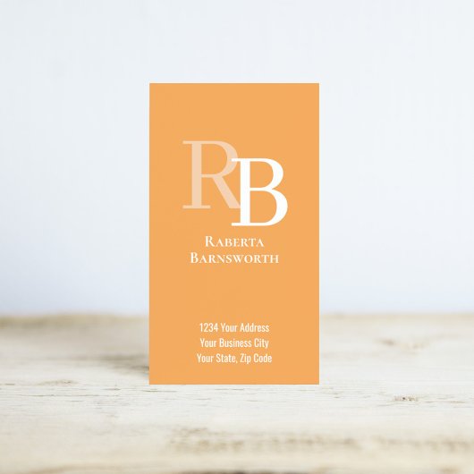 Simple Monogram QR Code Orange | Connect with Me Visitenkarte