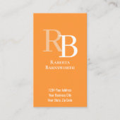 Simple Monogram QR Code Orange | Connect with Me Visitenkarte (Vorderseite)