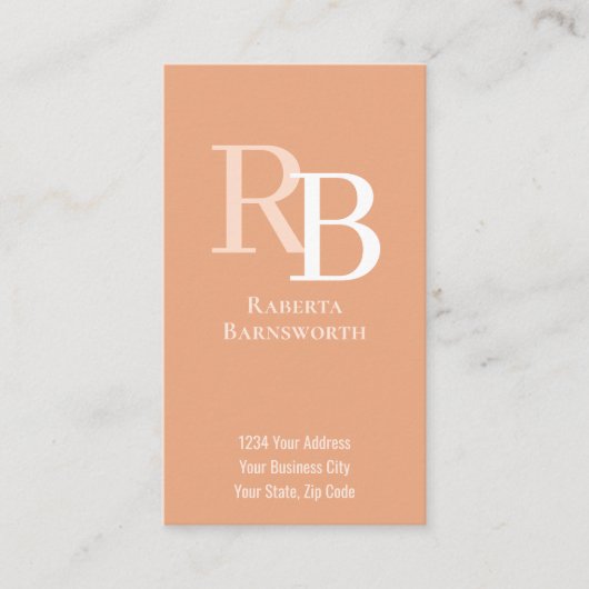 Simple Monogram QR Code Peach | Connect with Me Visitenkarte (Vorderseite)