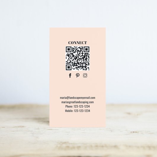 Simple Monogram QR Code Peach | Connect with Me Visitenkarte