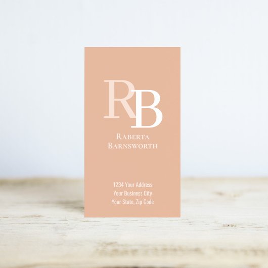 Simple Monogram QR Code Peach | Connect with Me Visitenkarte