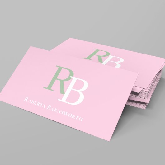 Simple Monogram QR Code Pink | Connect with Me Visitenkarte