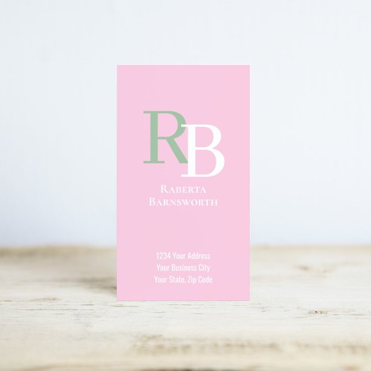 Simple Monogram QR Code Pink | Connect with Me Visitenkarte