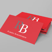 Simple Monogram QR Code Red | Connect with Me Visitenkarte