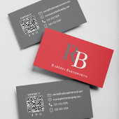 Simple Monogram QR Code Red | Connect with Me Visitenkarte