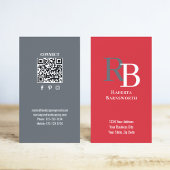 Simple Monogram QR Code Red | Connect with Me Visitenkarte