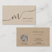 Simple Monogram Rustic Visitenkarte (Vorne/Hinten)
