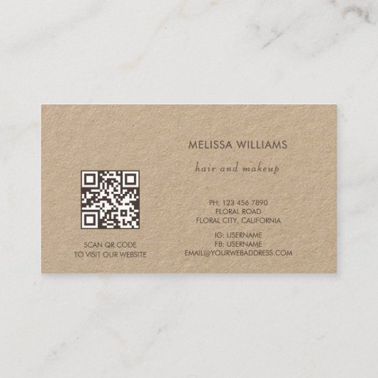 Simple Monogram Rustic Visitenkarte (Rückseite)