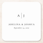 Simple Monogram Script Calligraphy Wedding Rechteckiger Pappuntersetzer (Vorderseite)