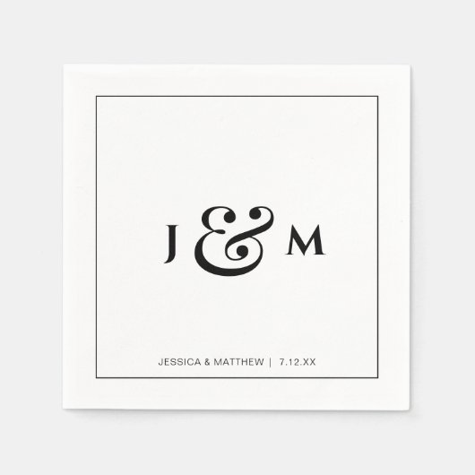 Simple Monogram Wedding Serviette (Vorderseite)