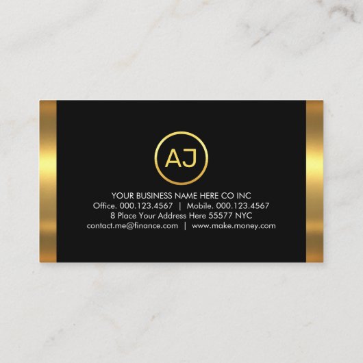 Simple Monogram With Gold Frame Visitenkarte (Rückseite)