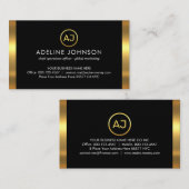 Simple Monogram With Gold Frame Visitenkarte (Vorne/Hinten)