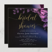 Simple Moody Black Dark Lila Rose Brautparty Einladung (Vorne/Hinten)