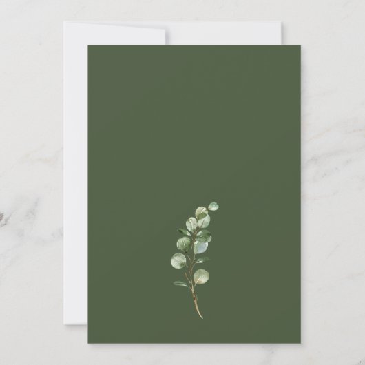 Simple Moody Eucalyptus Greenery Wedding Einladung (Rückseite)