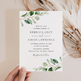 Simple Moody Eucalyptus Greenery Wedding Einladung
