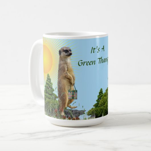 Simple Morning 'GreenThang' Meerkat Tier Kaffeetasse (Vorderseite Links)