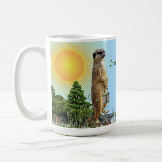 Simple Morning 'GreenThang' Meerkat Tier Kaffeetasse (Links)