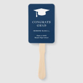 Simple Mortar Board Navy Blue Foto Abschluss Fächer (Vorderseite)