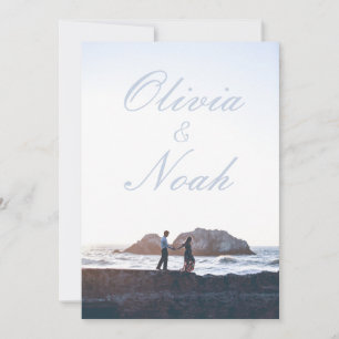 Simple Movie Poster Modern Blue Foto Wedding Einladung