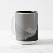 Simple mug with gray mountain landscape zweifarbige tasse (Vorderseite Links)