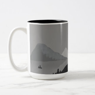 Simple mug with gray mountain landscape zweifarbige tasse