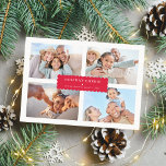SIMPLE MULTI FOTO Modernes Minimal-Jakobsbanner Feiertagskarte<br><div class="desc">per kat massard >>> WWW.SIMPLYSWEETPAPERIE.COM<<< An elegant card design featuring quote and personal details that you can change yourself! Choose four of your favourite family photos - landscape works best. White scallop border on the backside, giving you the opportunity to handwrite a personal message or place a full portrait photo....</div>