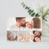 Simple Multi Photos Baby Shower small note Dankeskarte (Stehend Vorderseite)