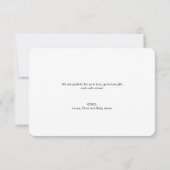 Simple Multi Photos Baby Shower small note Dankeskarte (Rückseite)