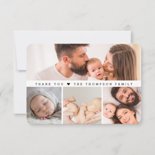 Simple Multi Photos Baby Shower small note Dankeskarte (Vorderseite)