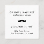 Simple Mustache Barber Modern Quadratische Visitenkarte (Rückseite)